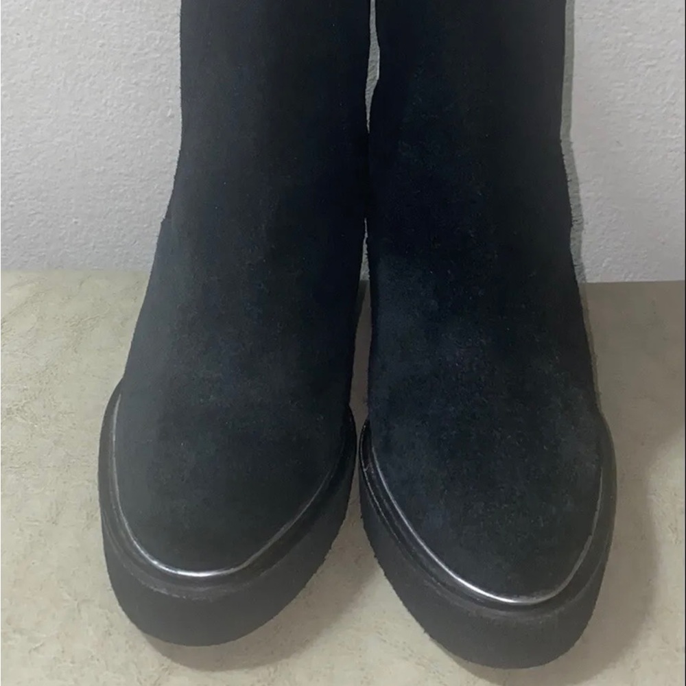 Renatta Jop Suede Wedge Chelsea Boots Size 8.5 Black, Made In Spain new without